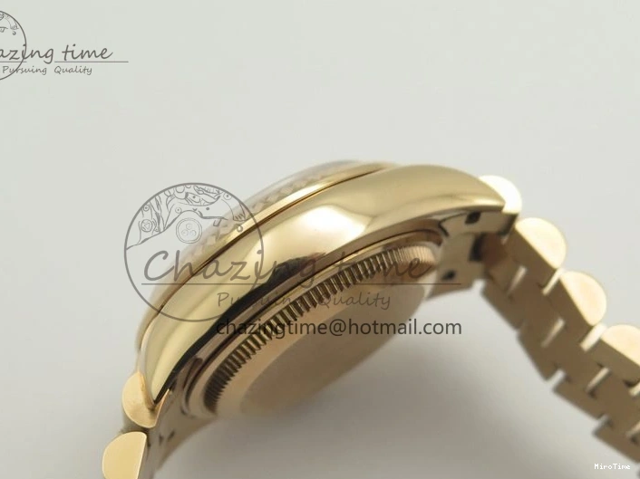 MiroTime 0412 DateJust 28mm RG BP Maker Best Edition Brown Diam Dial Fluted Bezel On RG Bracelet ETA TopPick 3441